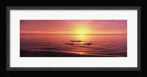 Framed Sunset over the sea, Venice Beach, Sarasota, Florida, USA Print