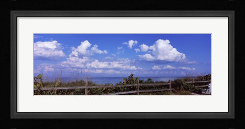 Framed Fence on the beach, Tampa Bay, Gulf Of Mexico, Anna Maria Island, Manatee County, Florida, USA Print