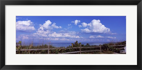 Framed Fence on the beach, Tampa Bay, Gulf Of Mexico, Anna Maria Island, Manatee County, Florida, USA Print