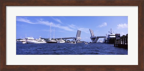Framed Bridge across a canal, Atlantic Intracoastal Waterway, Fort Lauderdale, Broward County, Florida, USA Print