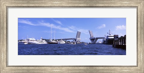 Framed Bridge across a canal, Atlantic Intracoastal Waterway, Fort Lauderdale, Broward County, Florida, USA Print