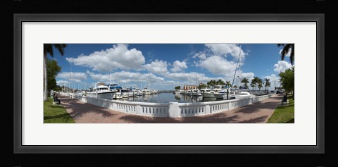 Framed Park at the riverside, Twin Dolphin Marina, Manatee River, Bradenton, Manatee County, Florida Print