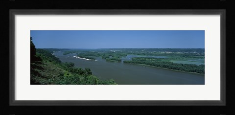 Framed River flowing through a landscape, Mississippi River, Marquette, Prairie Du Chien, Wisconsin-Iowa, USA Print