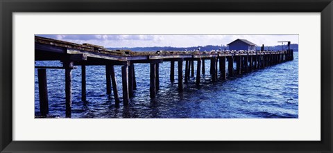 Framed Seagulls on a pier, Whidbey Island, Island County, Washington State, USA Print