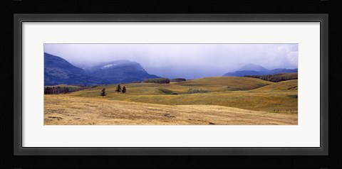 Framed Rolling landscape with mountains in the background, East Glacier Park, Glacier County, Montana, USA Print