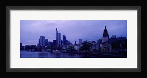 Framed City at the waterfront, Main River, Frankfurt Cathedral, Frankfurt, Hesse, Germany Print
