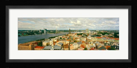 Framed High angle view of a cityscape, Daugava River, Riga, Latvia Print
