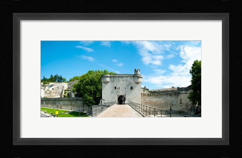 Framed Bridge leading to the city gate, Pont Saint-Benezet, Rhone River, Avignon, Vaucluse, Provence-Alpes-Cote d'Azur, France Print