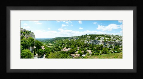 Framed High angle view of limestone hills with houses, Les Baux-de-Provence, Bouches-Du-Rhone, Provence-Alpes-Cote d'Azur, France Print
