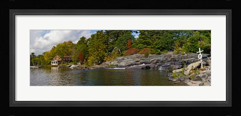 Framed Trees at the riverside, Moon River, Bala, Muskoka, Ontario, Canada Print