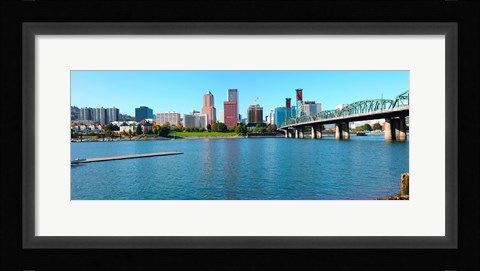 Framed Hawthorne Bridge across the Willamette River, Portland, Multnomah County, Oregon Print