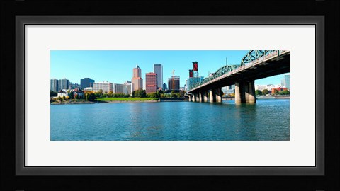 Framed Willamette River, Portland, Multnomah County, Oregon Print