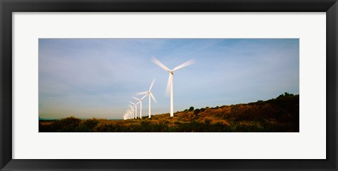 Framed Wind turbines in motion, Provence-Alpes-Cote d&#39;Azur, France Print