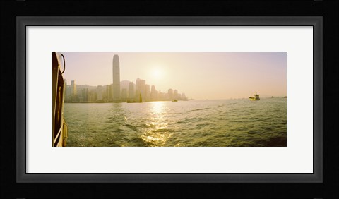 Framed Buildings at the waterfront, Victoria Harbour, Hong Kong, China Print