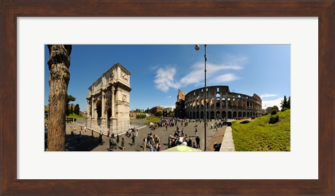 Framed Historic Coliseum and Arch of Constantine, Rome, Lazio, Italy Print