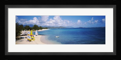 Framed High angle view of the beach, Kailua Beach, Oahu, Hawaii, USA Print