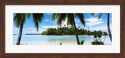 Framed Palm trees on the beach, Rangiroa Atoll, French Polynesia Print