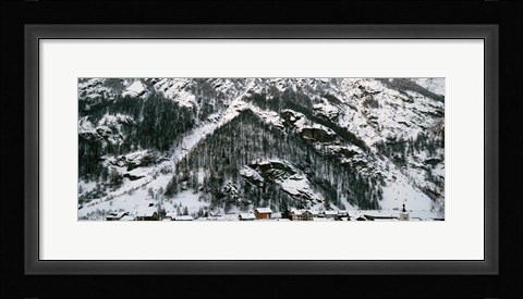 Framed Houses in a village in winter, Tasch, Valais Canton, Switzerland Print