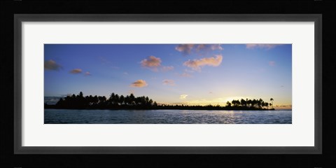 Framed Motus at Sunset, Bora Bora, Society Islands, French Polynesia Print