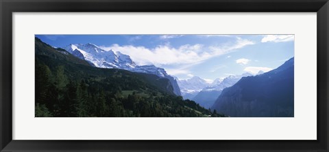 Framed Snow covered mountains, Swiss Alps, Wengen, Bernese Oberland, Berne Canton, Switzerland Print