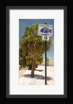 Framed Mile marker zero at Pass-A-Grille, St. Pete Beach, Tampa Bay Area, Tampa Bay, Florida, USA Print