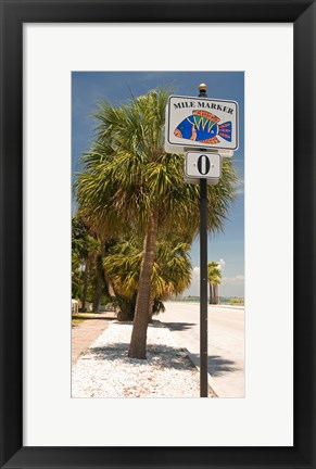 Framed Mile marker zero at Pass-A-Grille, St. Pete Beach, Tampa Bay Area, Tampa Bay, Florida, USA Print