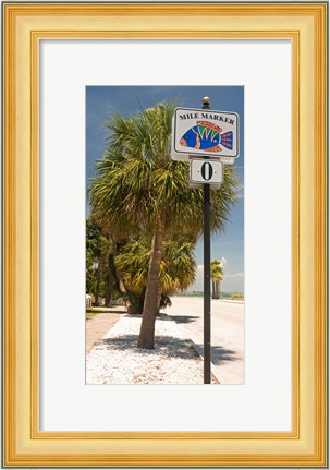 Framed Mile marker zero at Pass-A-Grille, St. Pete Beach, Tampa Bay Area, Tampa Bay, Florida, USA Print