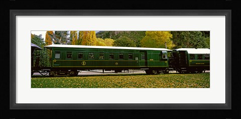 Framed Green Carriage of Kingston Flyer vintage steam train, Kingston, Otago Region, South Island, New Zealand Print