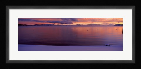 Framed Lake at sunset, Lake Tahoe, California Print