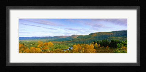 Framed Autumn trees at Loch an Eilein, Rothiemurchus Forest, Aviemore, Cairngorms National Park, Highlands Region, Scotland Print