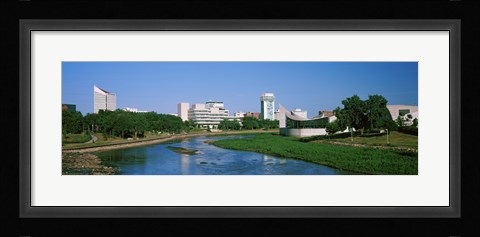 Framed Downtown Wichita viewed from the bank of Arkansas River, Kansas Print