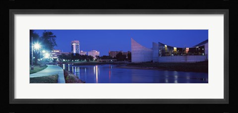 Framed Downtown Wichita at night, Kansa Print