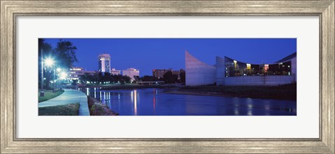 Framed Downtown Wichita at night, Kansa Print