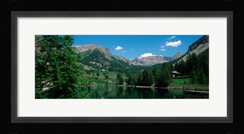 Framed Reflection of trees in a lake, Estenc Valley, French Riviera, France Print
