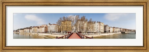Framed Saint Vincent Bridge over the Saone River, Lyon, Rhone, Rhone-Alpes, France Print