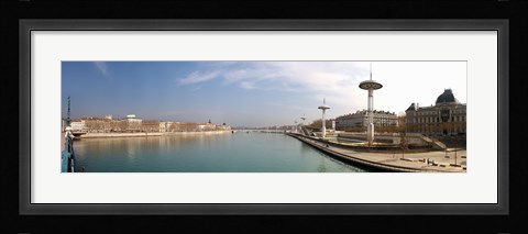 Framed City viewed from University Bridge, Rhone River, Lyon, Rhone, Rhone-Alpes, France Print