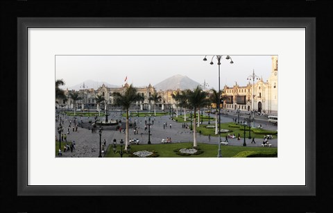 Framed High angle view of Presidential Palace, Plaza-de-Armas, Historic Centre of Lima, Lima, Peru Print