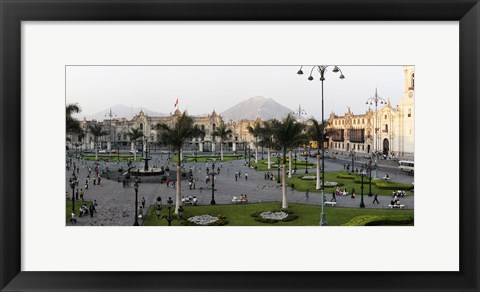 Framed High angle view of Presidential Palace, Plaza-de-Armas, Historic Centre of Lima, Lima, Peru Print
