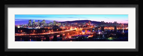 Framed Jacques Cartier Bridge with city lit up at dusk, Montreal, Quebec, Canada 2012 Print