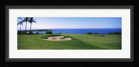 Framed Manele Golf course, Lanai City, Hawaii, USA Print