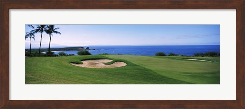 Framed Manele Golf course, Lanai City, Hawaii, USA Print