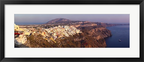 Framed High angle view of a town at coast, Fira, Santorini, Cyclades Islands, Greece Print