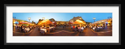 Framed People having outdoor dining at evening, Nice, Provence-Alpes-Cote d'Azur, France Print