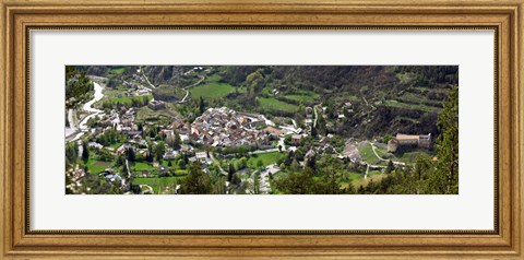 Framed High angle view of a town, Annot, Alpes-de-Haute-Provence, Provence-Alpes-Cote d&#39;Azur, France Print