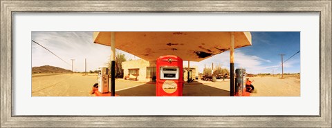 Framed Closed gas station, Route 66, USA Print