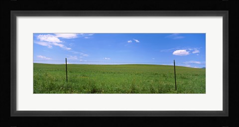 Framed Barbed Wire fence in a field, San Rafael Valley, Arizona, USA Print