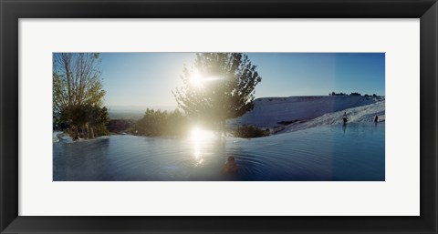 Framed Boy enjoying the hot springs and travertine pool, Pamukkale, Denizli Province, Turkey Print