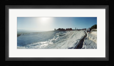 Framed Tourists looking at a hot spring and travertine pool, Pamukkale, Denizli Province, Turkey Print