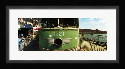 Framed Old train car on display, Red Hook, Brooklyn, Manhattan, New York City, New York State, USA Print