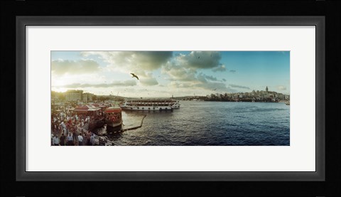 Framed Ferries along the Bosphorus, Istanbul, Turkey Print